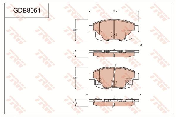 TRW GDB8051 - Комплект спирачно феродо, дискови спирачки vvparts.bg