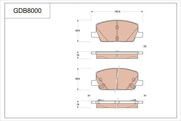 TRW GDB8000 - Комплект спирачно феродо, дискови спирачки vvparts.bg