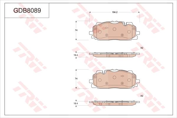 TRW GDB8089 - Комплект спирачно феродо, дискови спирачки vvparts.bg