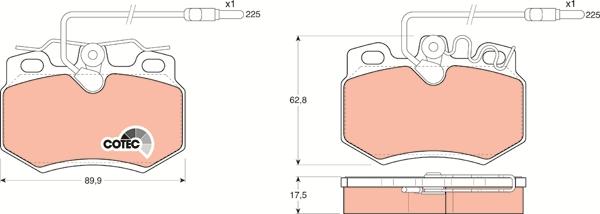 TRW GDB808 - Комплект спирачно феродо, дискови спирачки vvparts.bg