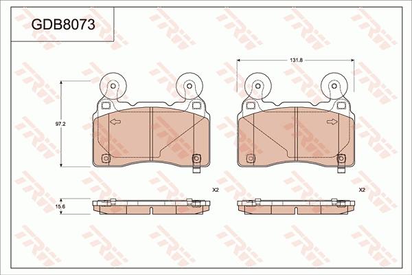 TRW GDB8073 - Комплект спирачно феродо, дискови спирачки vvparts.bg