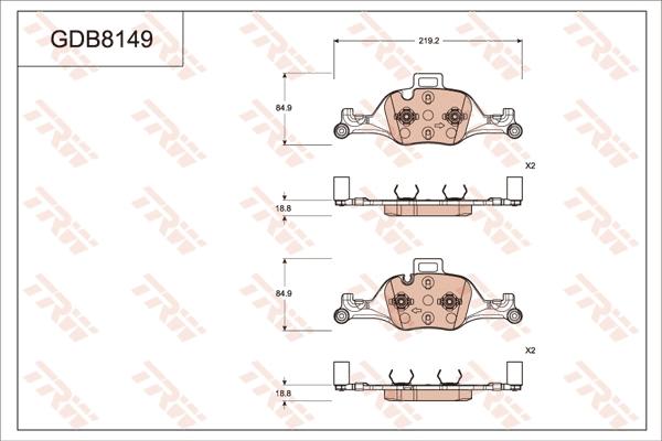 TRW GDB8149 - Комплект спирачно феродо, дискови спирачки vvparts.bg