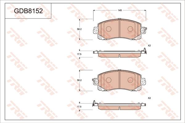 TRW GDB8152AT - Комплект спирачно феродо, дискови спирачки vvparts.bg