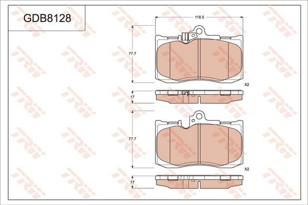 TRW GDB8128 - Комплект спирачно феродо, дискови спирачки vvparts.bg