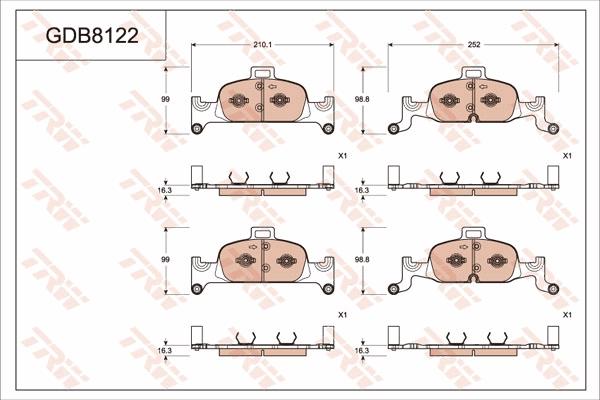 TRW GDB8122 - Комплект спирачно феродо, дискови спирачки vvparts.bg