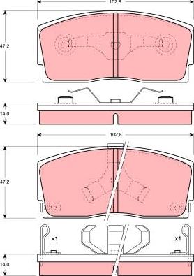 TRW GDB886 - Комплект спирачно феродо, дискови спирачки vvparts.bg