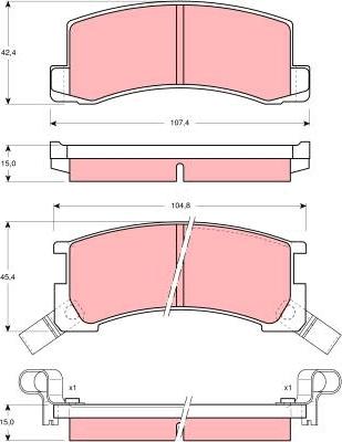 TRW GDB871 - Комплект спирачно феродо, дискови спирачки vvparts.bg