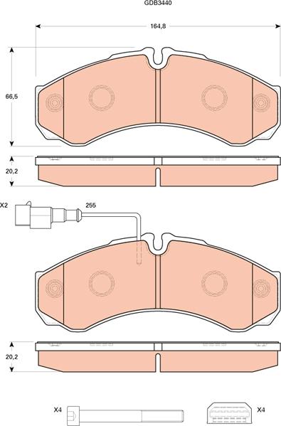 TRW GDB3440 - Комплект спирачно феродо, дискови спирачки vvparts.bg