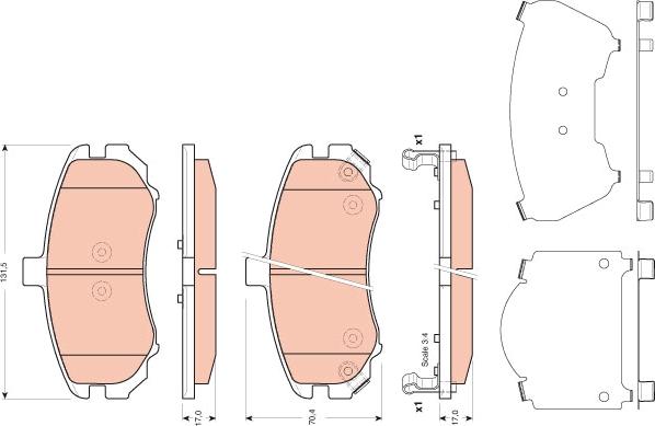 TRW GDB3431 - Комплект спирачно феродо, дискови спирачки vvparts.bg