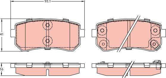 TRW GDB3421 - Комплект спирачно феродо, дискови спирачки vvparts.bg