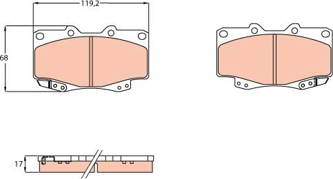 TRW GDB3428 - Комплект спирачно феродо, дискови спирачки vvparts.bg