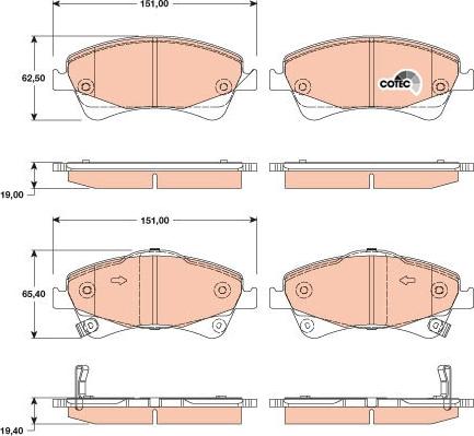 TRW GDB3479 - Комплект спирачно феродо, дискови спирачки vvparts.bg