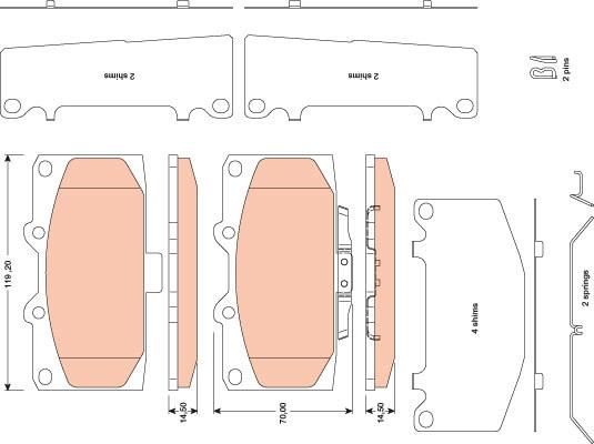 TRW GDB3470 - Комплект спирачно феродо, дискови спирачки vvparts.bg