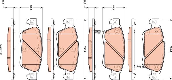 TRW GDB3503 - Комплект спирачно феродо, дискови спирачки vvparts.bg