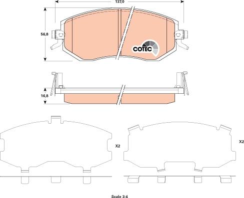 TRW GDB3519 - Комплект спирачно феродо, дискови спирачки vvparts.bg