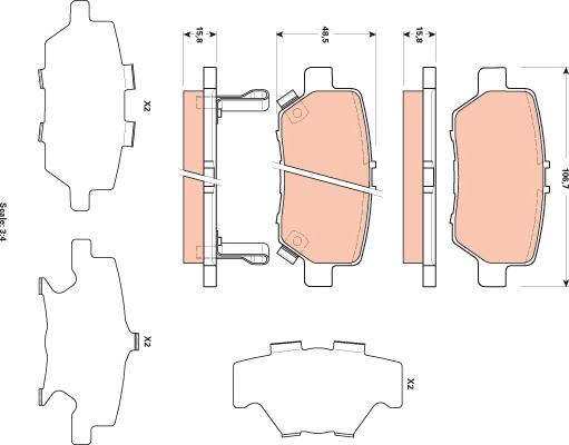 TRW GDB3512 - Комплект спирачно феродо, дискови спирачки vvparts.bg