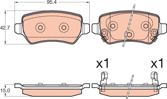 TRW GDB3585 - Комплект спирачно феродо, дискови спирачки vvparts.bg