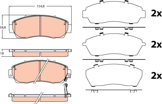 TRW GDB3581DT - Комплект спирачно феродо, дискови спирачки vvparts.bg