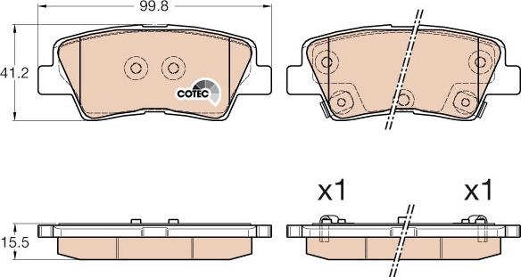 TRW GDB3537 - Комплект спирачно феродо, дискови спирачки vvparts.bg