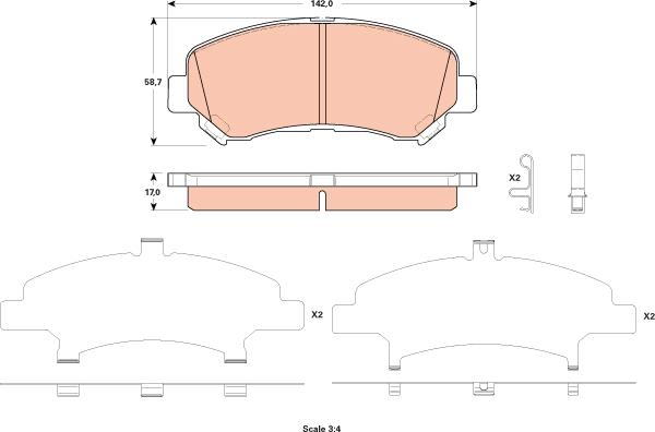 TRW GDB3521 - Комплект спирачно феродо, дискови спирачки vvparts.bg