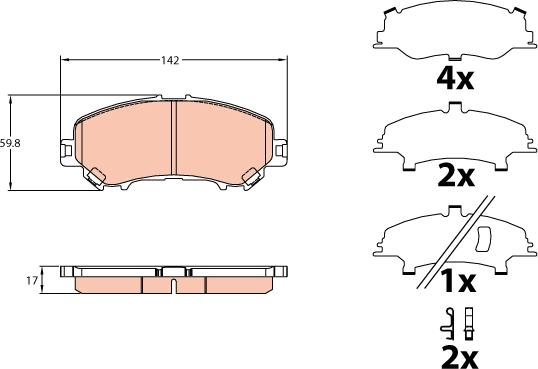 TRW GDB3648 - Комплект спирачно феродо, дискови спирачки vvparts.bg