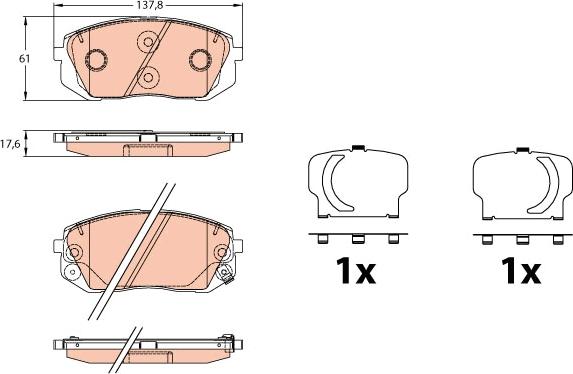 TRW GDB3642 - Комплект спирачно феродо, дискови спирачки vvparts.bg