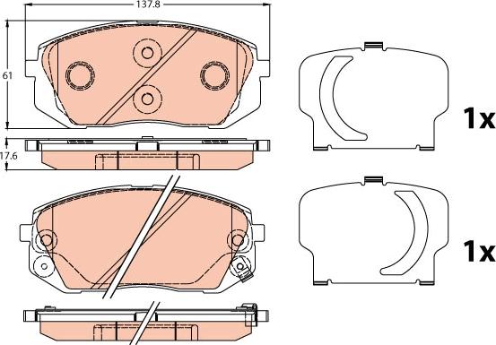 TRW GDB3647 - Комплект спирачно феродо, дискови спирачки vvparts.bg