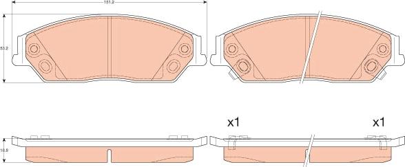 TRW GDB3614 - Комплект спирачно феродо, дискови спирачки vvparts.bg