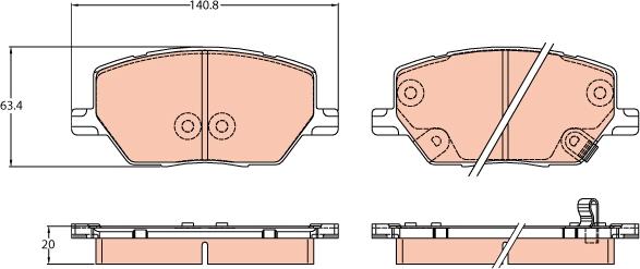 TRW GDB3629 - Комплект спирачно феродо, дискови спирачки vvparts.bg