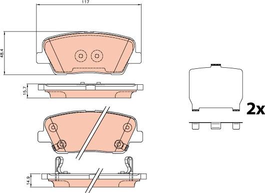 TRW GDB3624 - Комплект спирачно феродо, дискови спирачки vvparts.bg