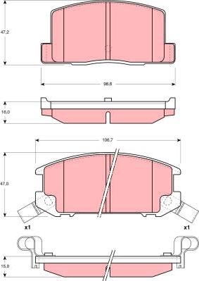 TRW GDB3058 - Комплект спирачно феродо, дискови спирачки vvparts.bg