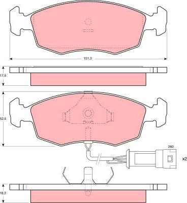 TRW GDB301 - Комплект спирачно феродо, дискови спирачки vvparts.bg