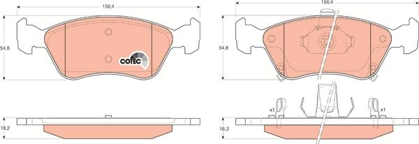 TRW GDB3163 - Комплект спирачно феродо, дискови спирачки vvparts.bg