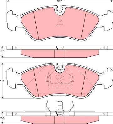 TRW GDB3116 - Комплект спирачно феродо, дискови спирачки vvparts.bg