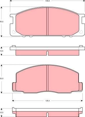 TRW GDB3130 - Комплект спирачно феродо, дискови спирачки vvparts.bg