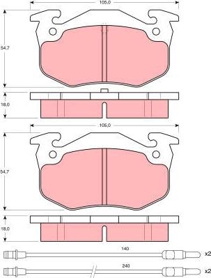 TRW GDB313 - Комплект спирачно феродо, дискови спирачки vvparts.bg