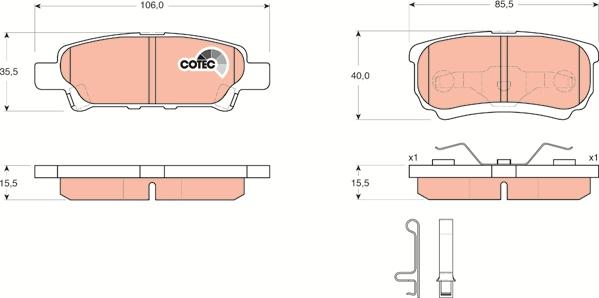 TRW GDB3341 - Комплект спирачно феродо, дискови спирачки vvparts.bg