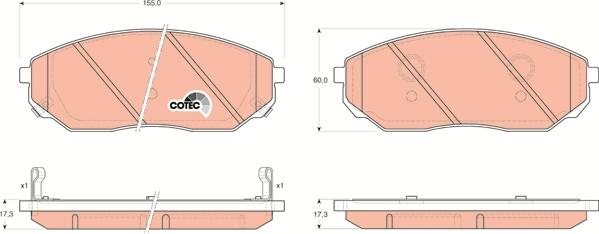 TRW GDB3343DT - Комплект спирачно феродо, дискови спирачки vvparts.bg