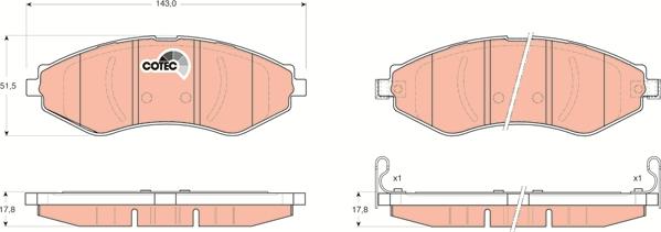 TRW GDB3347 - Комплект спирачно феродо, дискови спирачки vvparts.bg