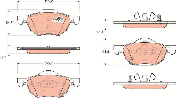 TRW GDB3355 - Комплект спирачно феродо, дискови спирачки vvparts.bg