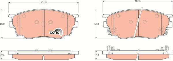 TRW GDB3309 - Комплект спирачно феродо, дискови спирачки vvparts.bg