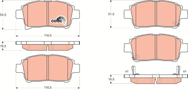 TRW GDB3317 - Комплект спирачно феродо, дискови спирачки vvparts.bg