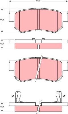 TRW GDB3387 - Комплект спирачно феродо, дискови спирачки vvparts.bg