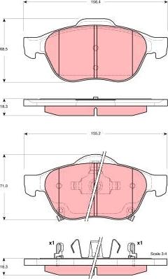 TRW GDB3335 - Комплект спирачно феродо, дискови спирачки vvparts.bg