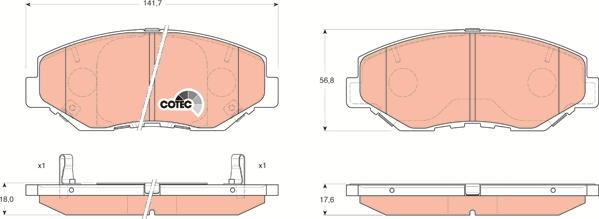 TRW GDB3325 - Комплект спирачно феродо, дискови спирачки vvparts.bg