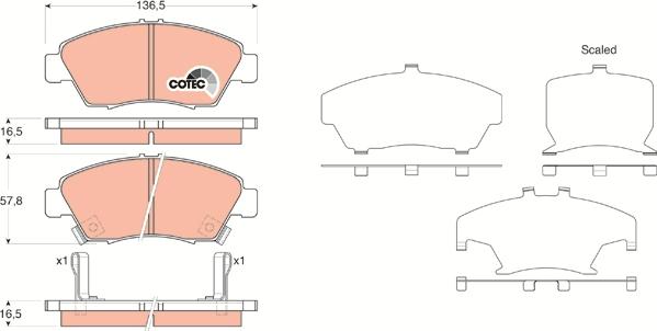 TRW GDB3375 - Комплект спирачно феродо, дискови спирачки vvparts.bg