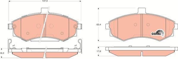 TRW GDB3378 - Комплект спирачно феродо, дискови спирачки vvparts.bg