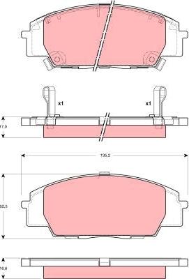 TRW GDB3250 - Комплект спирачно феродо, дискови спирачки vvparts.bg