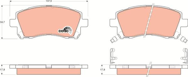 TRW GDB3217 - Комплект спирачно феродо, дискови спирачки vvparts.bg