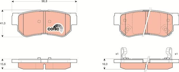 TRW GDB3284AT - Комплект спирачно феродо, дискови спирачки vvparts.bg